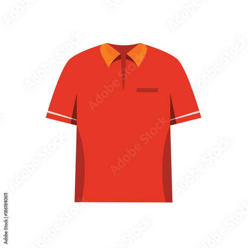 Red polo shirt vector illustration, polo shirt vector icon, polo shirt clip art, representing casual sportswear uniform apparel