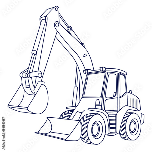 Construction excavator at work