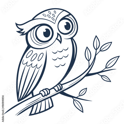 Owl perched on branch