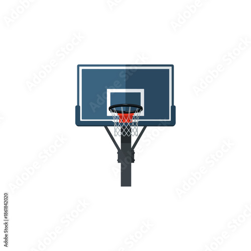 Basketball Hoop with Red Ball Inside Net.