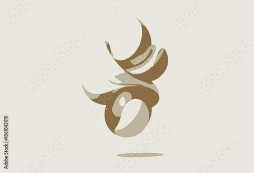 Elegant Abstract Sculpture Featuring Intertwined Metallic and Matte Spheres with Smooth Curves and Minimalist Aesthetic on Neutral Background