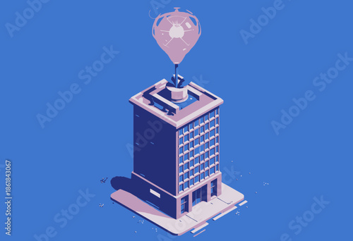 Futuristic Energy-Efficient Urban Building with LED Flower Design Representing Sustainable Green Technology and Eco-Friendly Innovation