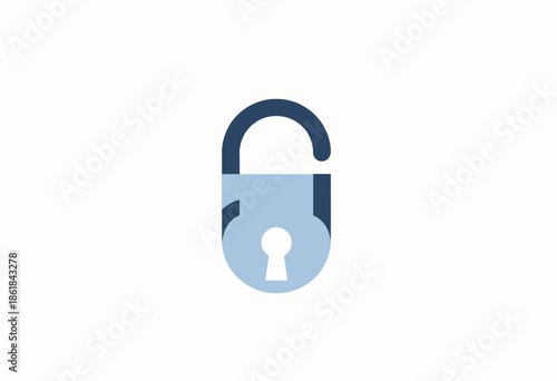 Minimalistic Icon of an Open Padlock Symbolizing Security Access or Data Protection in a Simple Modern Design