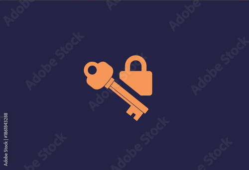 Illustration of a Key and Padlock Symbolizing Security and Protection on a Dark Blue Background