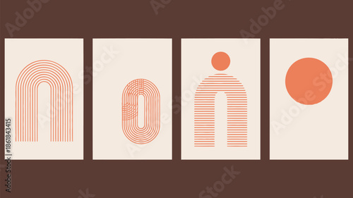 Modern minimalist art prints with geometric shapes and lines