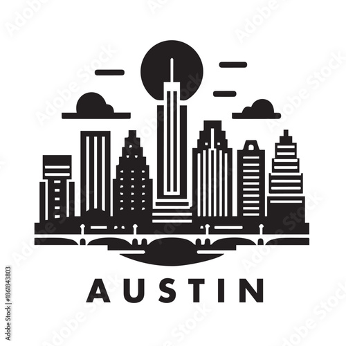 Austin City Skyline Icon Vector