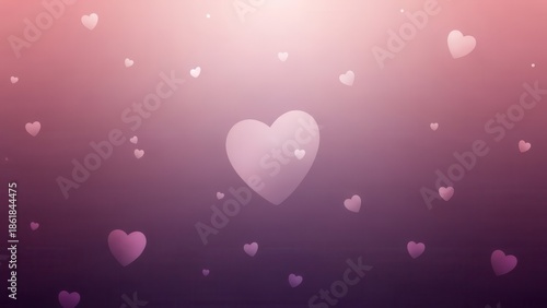 Dramatic glowing heart centerpiece on a deep purple and pink gradient background ideal for focused romantic messages