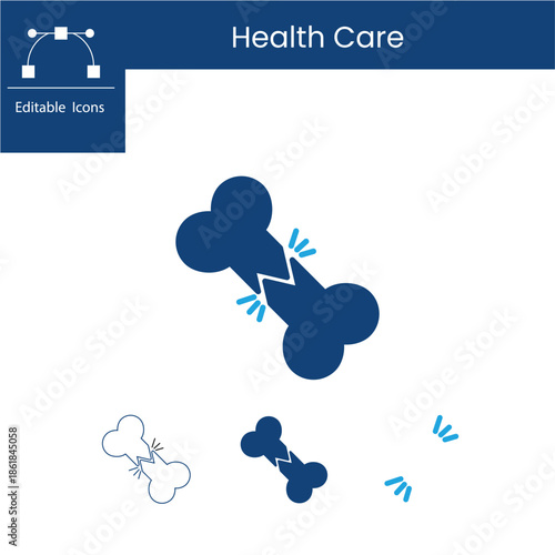 Orthopedic Injury Icon – Broken Bone with Pain Indicators Health care icon
