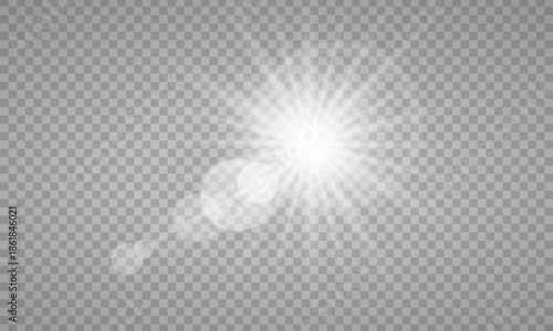 sunlight special lens flare light effect. PNG. Vector illustration transparent