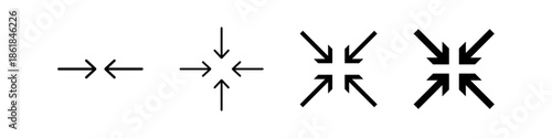 A set of four minimize, compress, and focus arrow icons for user interface and design