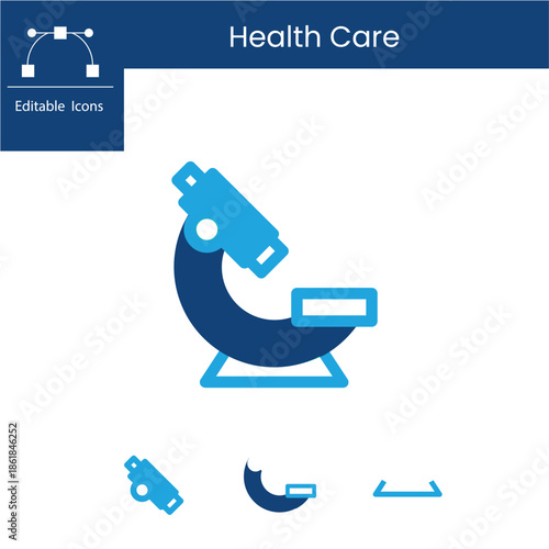 Medical Research Icon – Stylized Microscope for Diagnostics