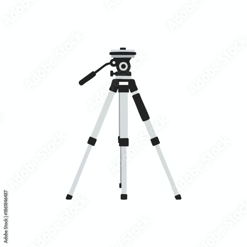 A vector illustration of a three-legged photography tripod
