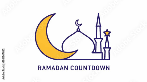Ramadan countdown illustration with Page Pageand moshappyurple era Page Pageand star Page.