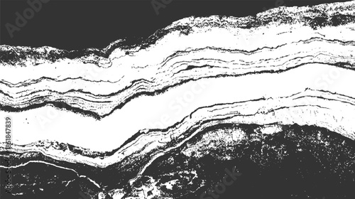 Black and white textured abstract background with layered organic shapes and rough edges