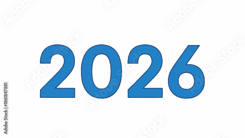 Simple blue 2026 text on white background.