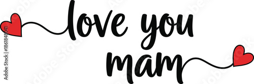 Happy mother's day love you mam isolated on transparent background