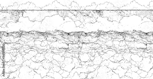 Black and white abstract textured background with layered organic patterns and cracked earth effect