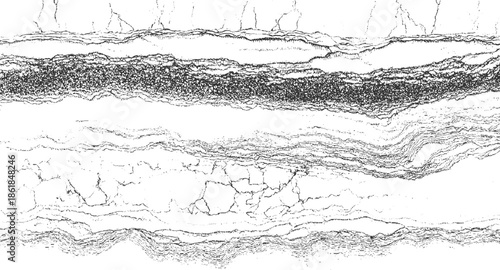 Black and white abstract textured background with layered wavy lines and granular patterns