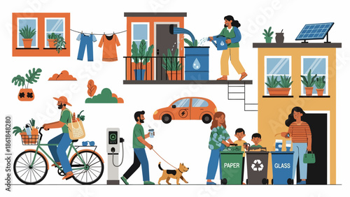 Family Members Engaging in Daily Activities.