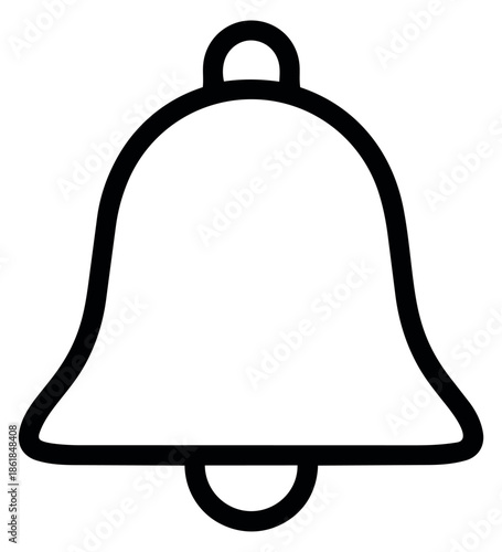 Simple line art illustration of a bell icon depicting a notification for user interface design