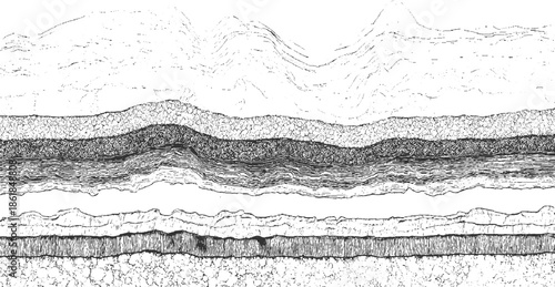 Black and white of geological strata layers with varied textures and patterns geology rock earth