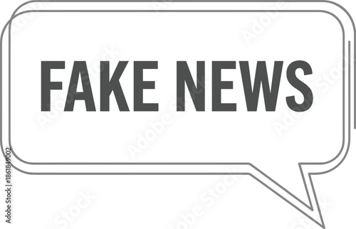 Fake news speech bubble icon representing misinformation false media alert warning concept minimalist outline illustration design