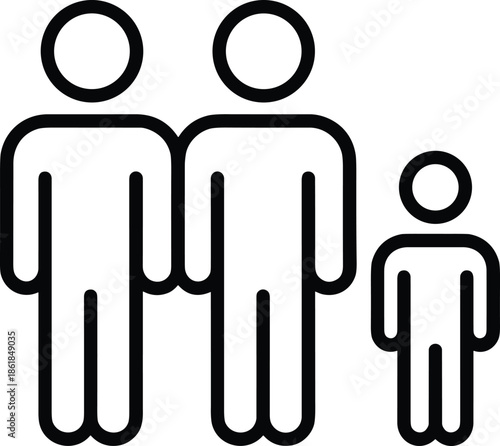 Family parents child line icon illustration, people relationship household parenting minimal outline symbol