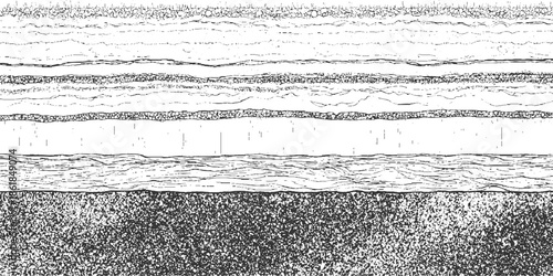 Black and white of geological strata layers with varied textures geology rock 1 soil