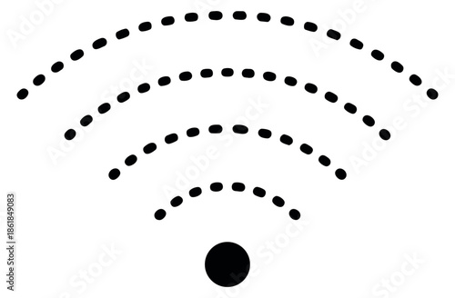 Dotted line art illustration of a wifi symbol depicting wireless connectivity for technology concepts
