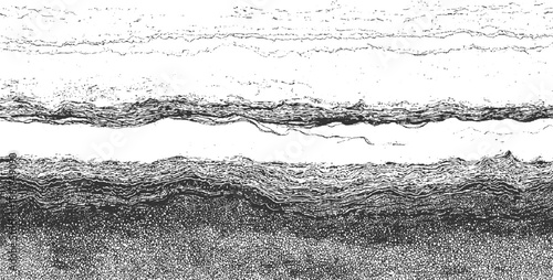 Black and white textured abstract background with layered wavy lines and granular detail