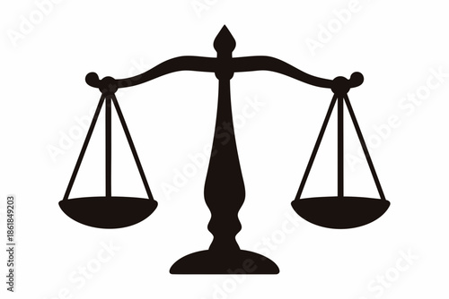 Scales of justice symbolizing balance and fairness in the legal system Vector,  law scale silhouette 