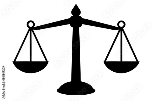 Scales of justice symbolizing balance and fairness in the legal system Vector,  law scale silhouette 