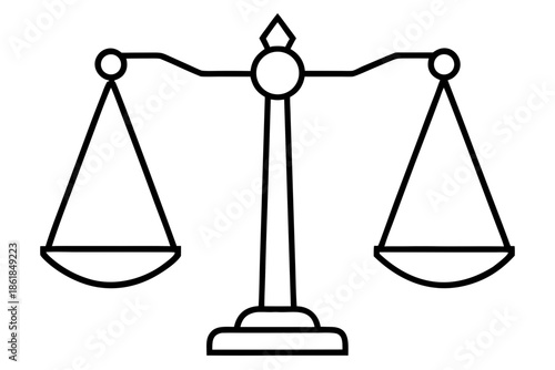 scales of justice line art, Line art of a balanced scale of justice Vector, law scale outline