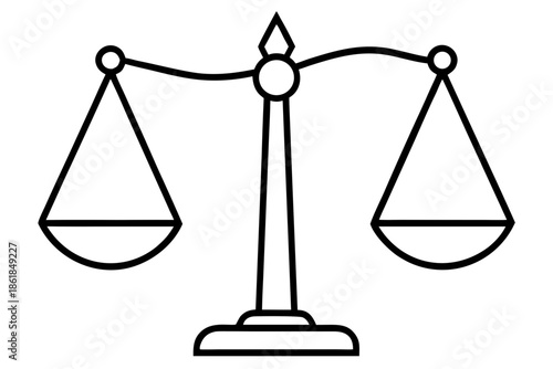 scales of justice line art, Line art of a balanced scale of justice Vector, law scale outline