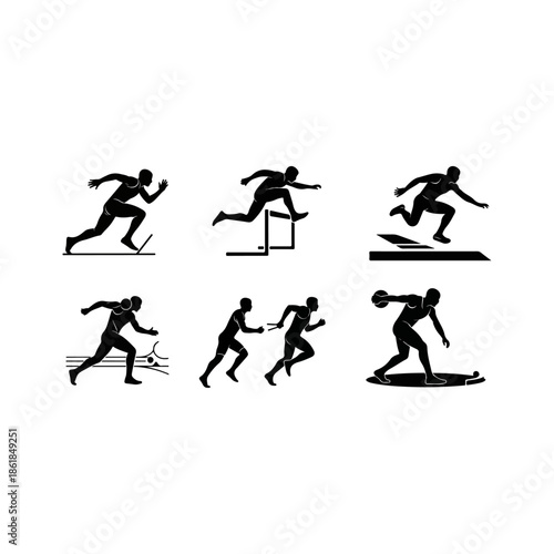 Silhouettes of Athletes in Various Sports.