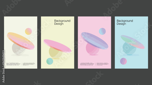 Vibrant background designs with 3D geometric shapes and pastel colors