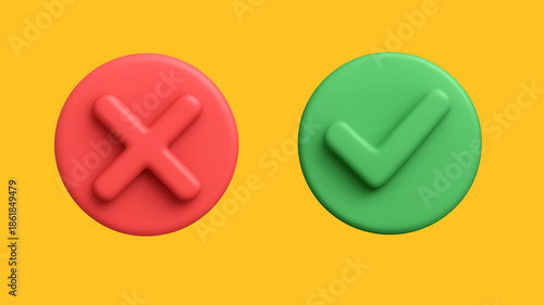 Fotografie yes and no 3d icon button