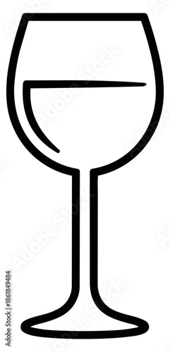 Line art illustration of a wine glass depicting a beverage for a bar