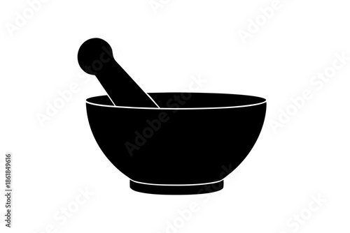 mortar and pestle silhouette,  black silhouette of a mortar and pestle Vector, mortar pestle black symbol