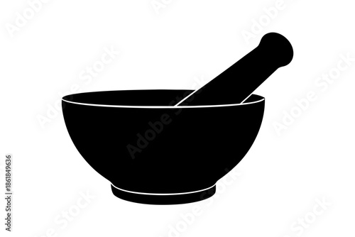 mortar and pestle silhouette,  black silhouette of a mortar and pestle Vector, mortar pestle black symbol