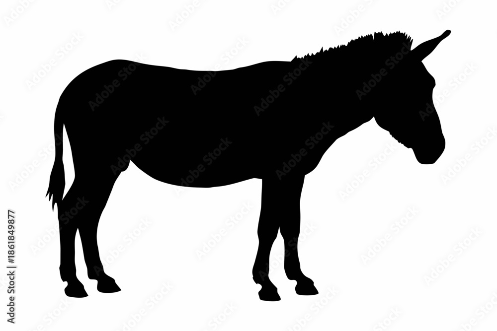 Obraz premium donkey Silhouette vector, Silhouette of a donkey standing against Vector
