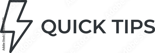 Quick tips lightning icon representing fast advice instant solutions productivity hacks speed guidance minimalist outline illustration design