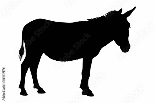 donkey Silhouette vector, Silhouette of a donkey standing against Vector