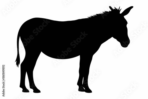 donkey Silhouette vector, Silhouette of a donkey standing against Vector