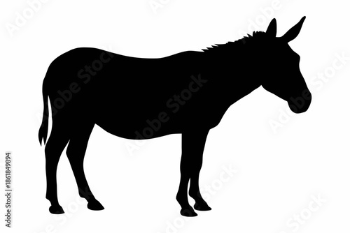 donkey Silhouette vector, Silhouette of a donkey standing against Vector