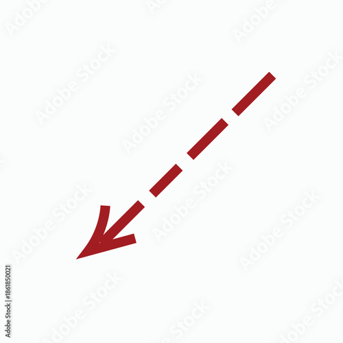 Red arrow pointing downwards on a white background