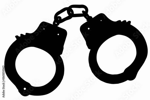 Symbolic representation of handcuffs, symbolizing justice and crime Vector, handcuffs Silhouette Vector