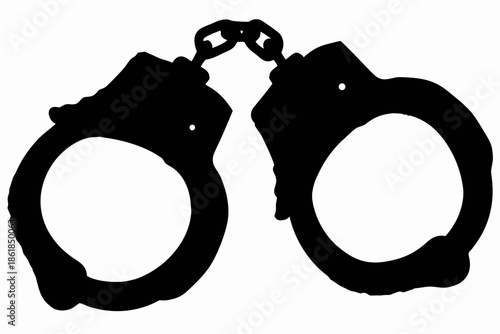 Symbolic representation of handcuffs, symbolizing justice and crime Vector, handcuffs Silhouette Vector