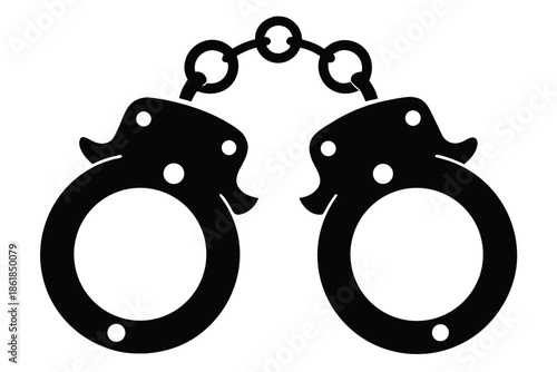 Symbolic representation of handcuffs, symbolizing justice and crime Vector, handcuffs Silhouette Vector