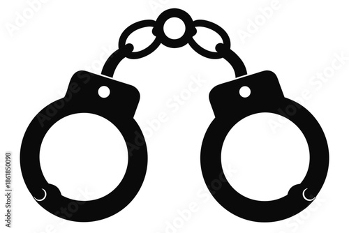 Symbolic representation of handcuffs, symbolizing justice and crime Vector, handcuffs Silhouette Vector